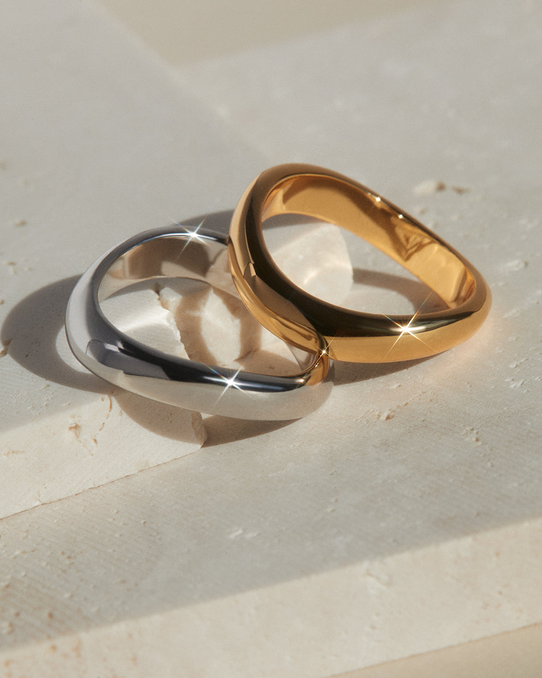 Two-Tone Wave Ring Set — alternate view