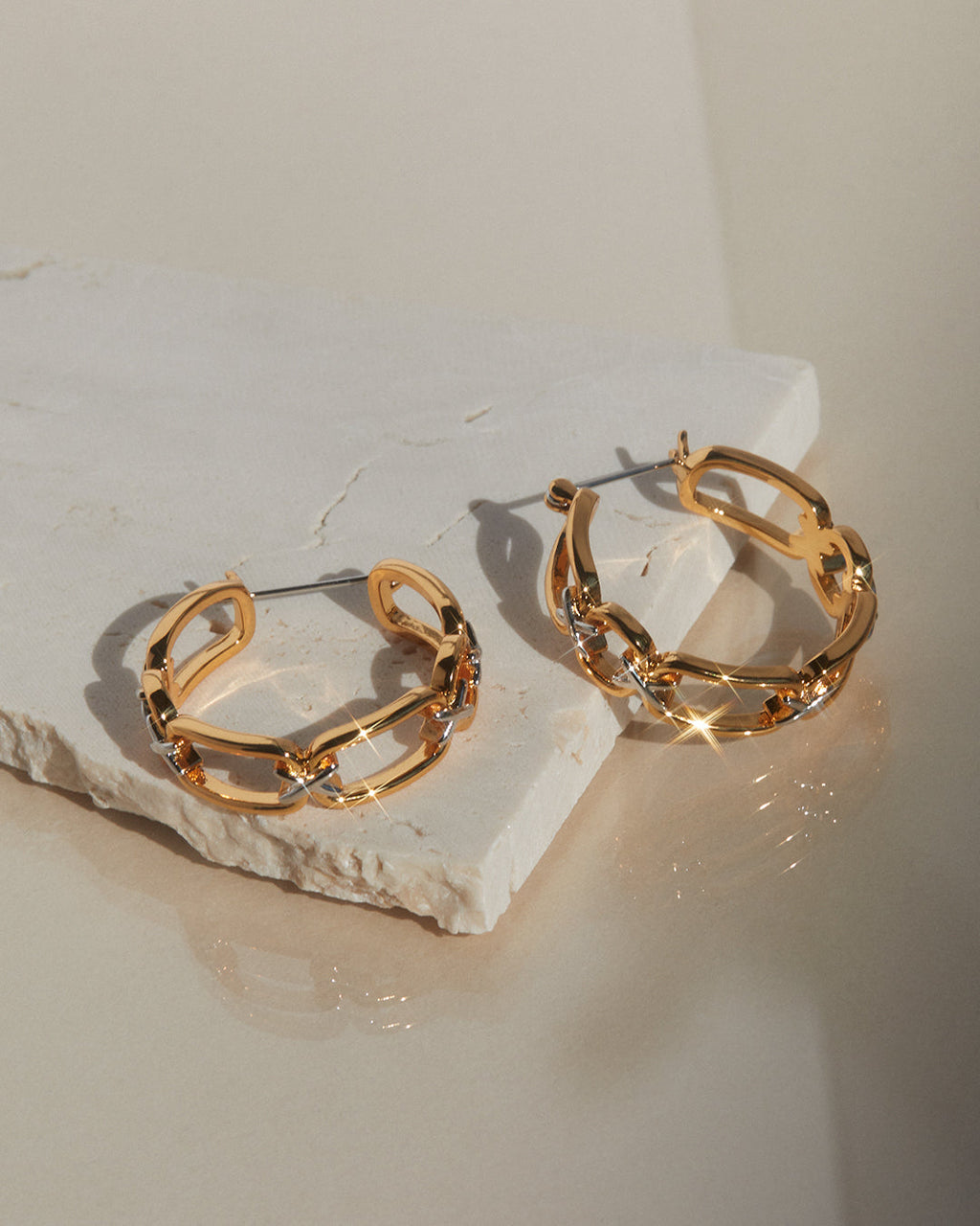 Two-Tone Chain Hoops — another angle