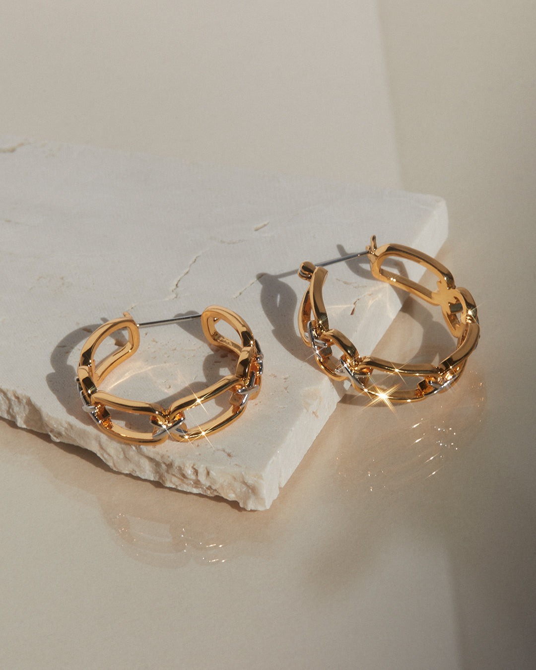 Two-Tone Chain Hoops — another angle