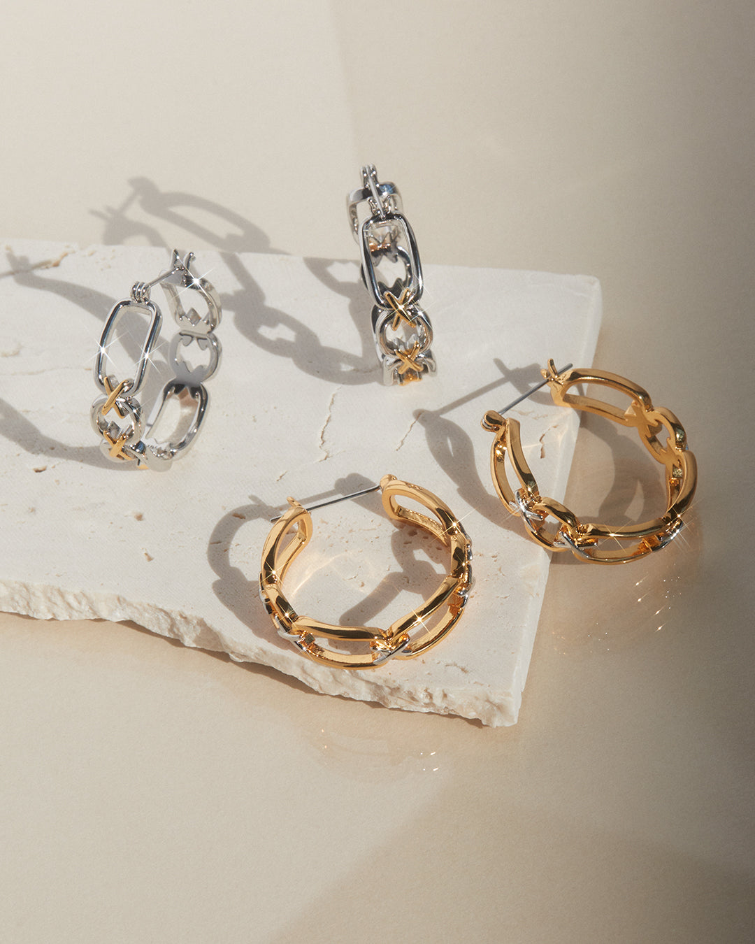 Two-Tone Chain Hoops — detail view