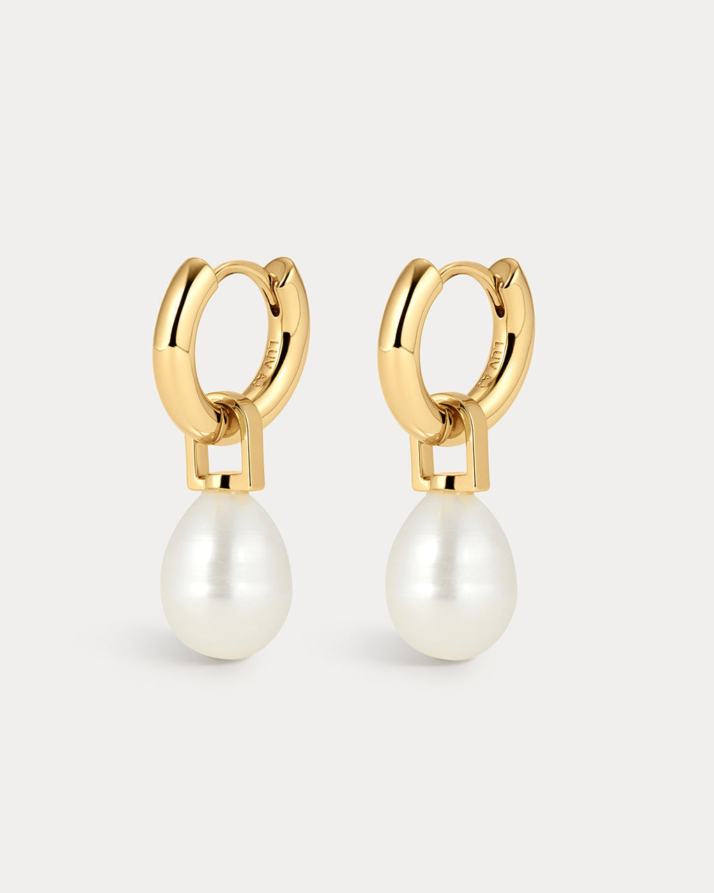 White Pearl Amalfi Huggies in White Gold - Earrings