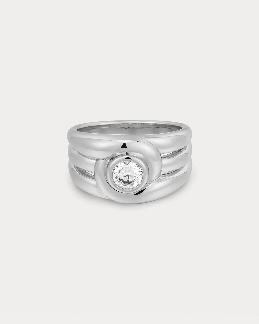 Wave Bezel Cigar Band in Silver - Rings — alternate view