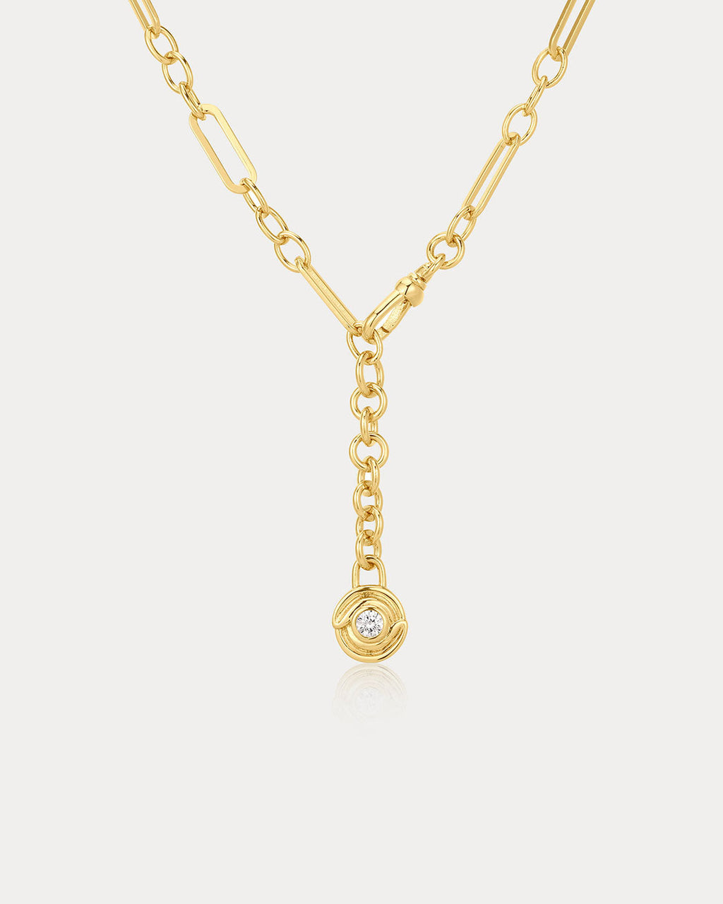 Wave Bezel Lariat in Gold - Necklaces