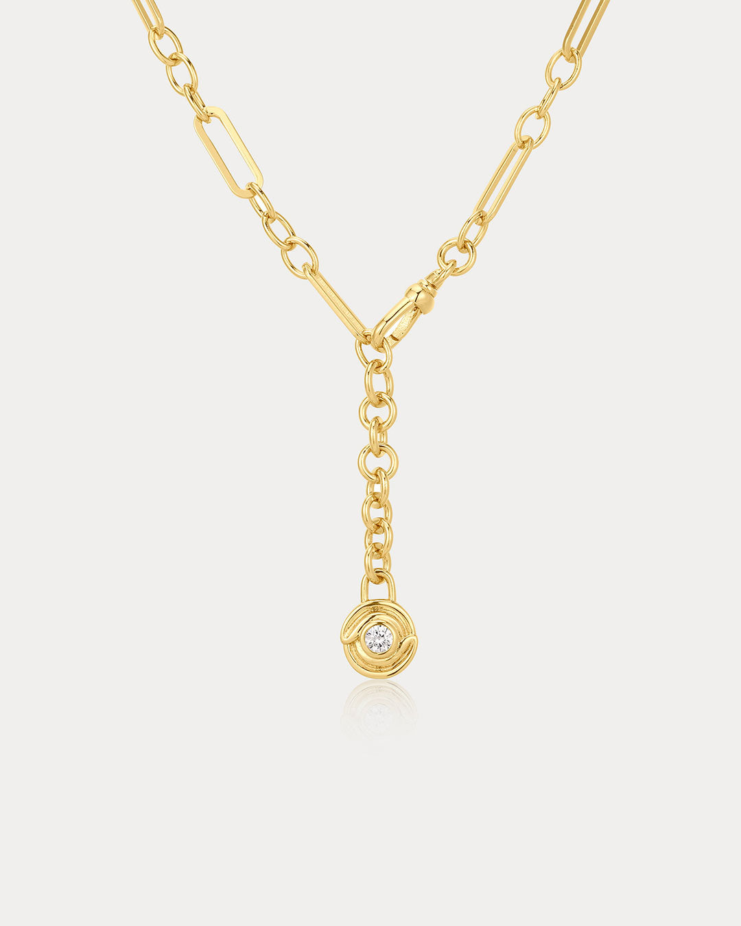 Wave Bezel Lariat in Gold - Necklaces