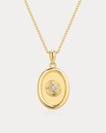 Wave Bezel Locket Necklace in Gold