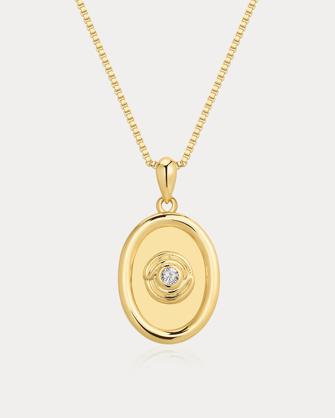 Wave Bezel Locket Necklace in Gold