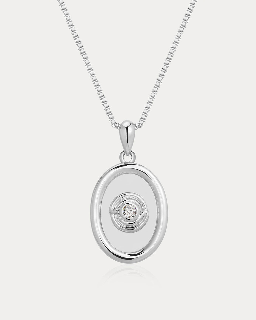 Wave Bezel Locket Necklace in Silver — alternate view