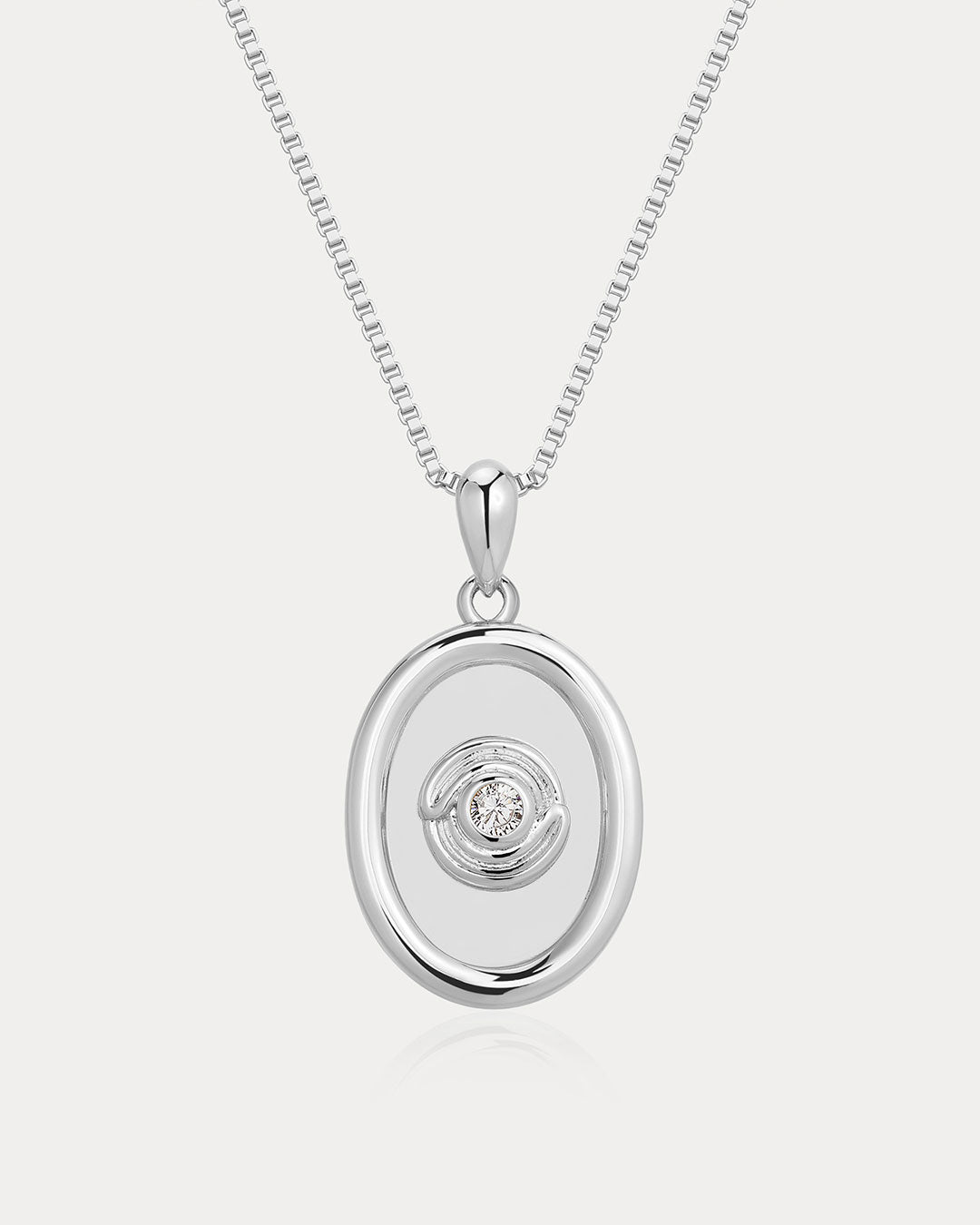 Wave Bezel Locket Necklace in Silver — alternate view