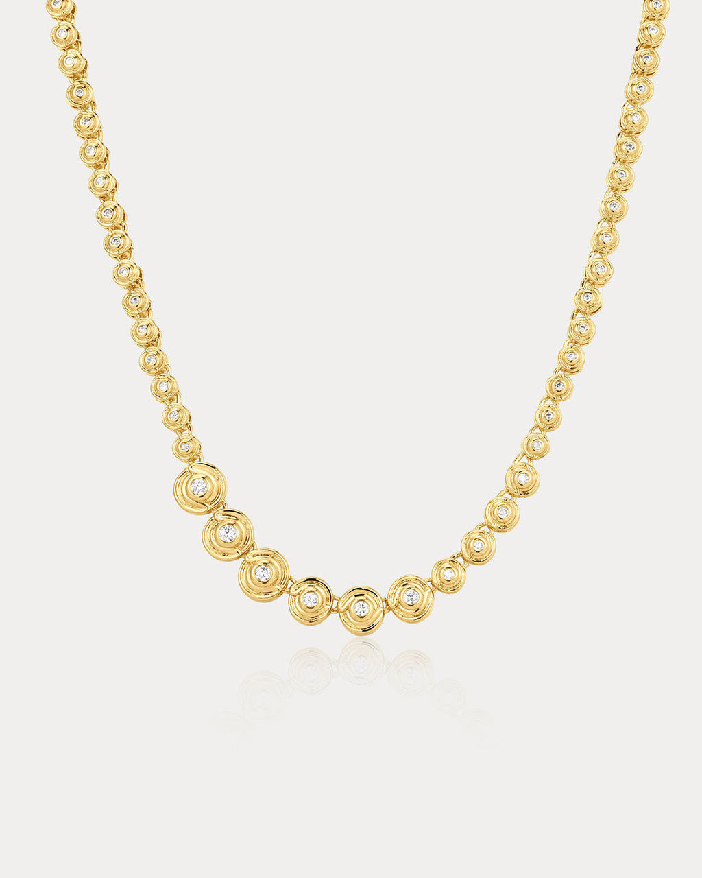 Wave Bezel Tennis Necklace in Gold
