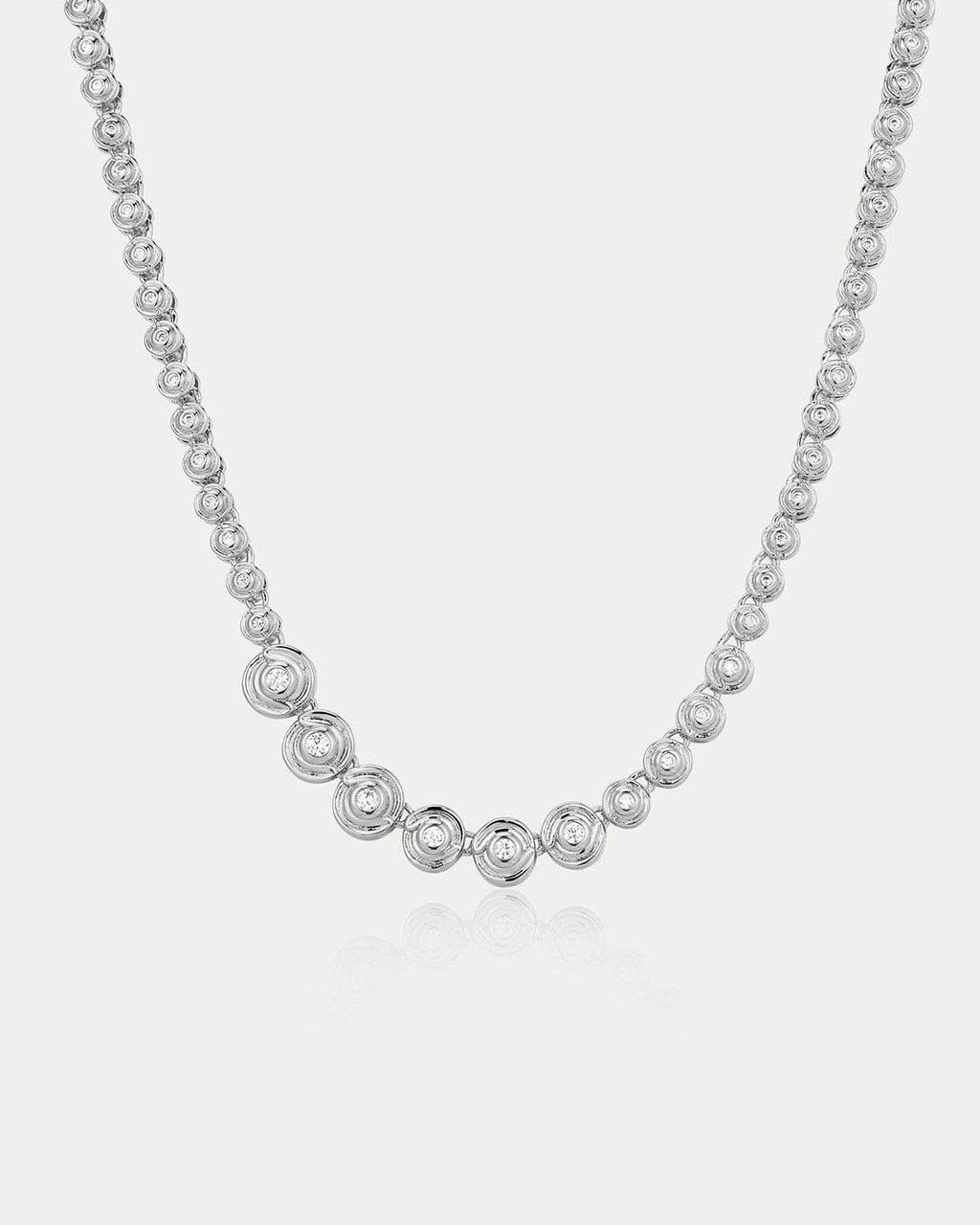 Wave Bezel Tennis Necklace in Silver — alternate view