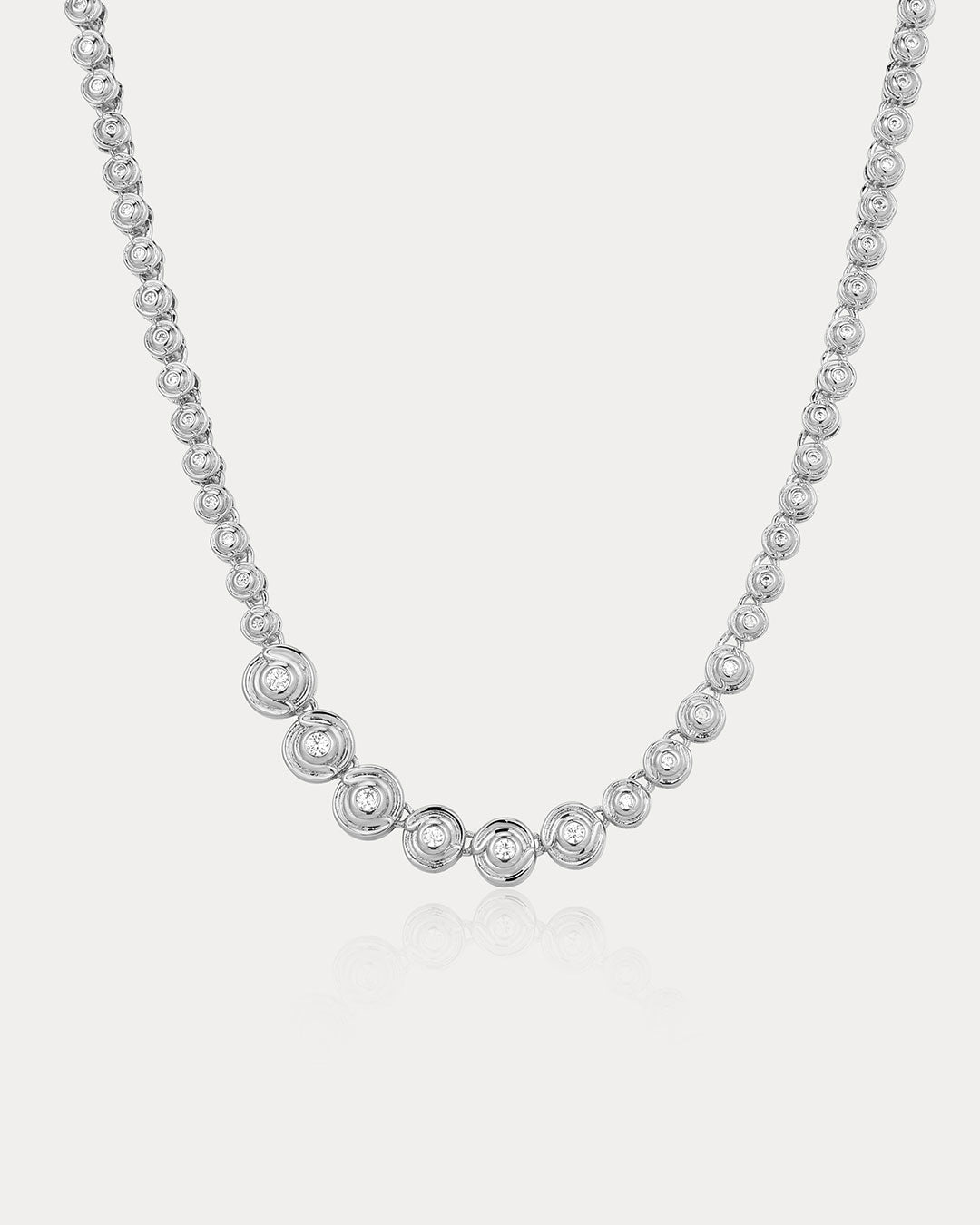 Wave Bezel Tennis Necklace in Silver — alternate view