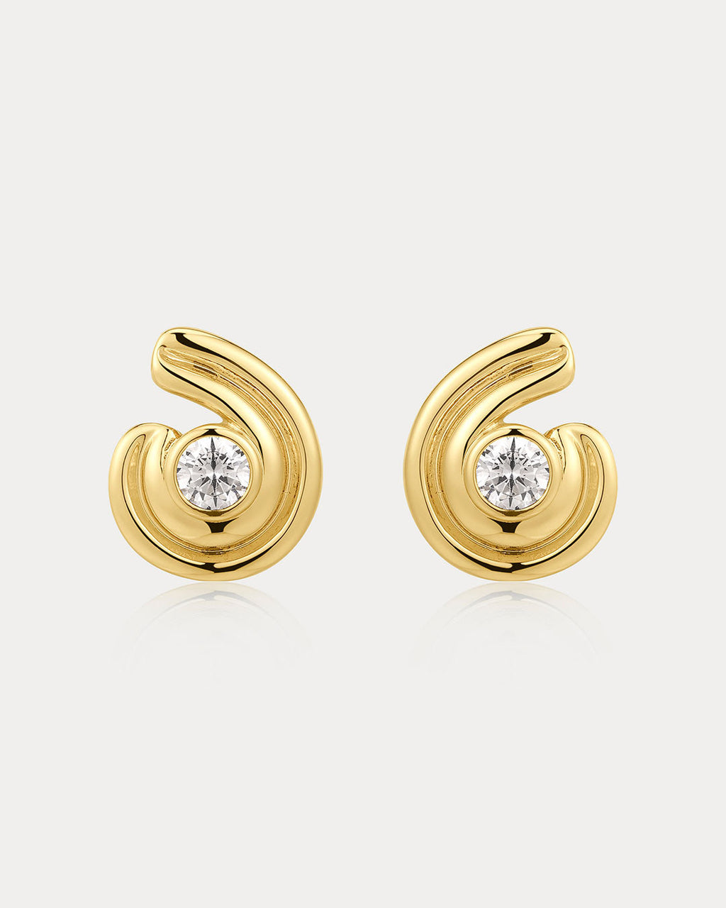 Wave Bezel Twist Studs in Gold - Earrings