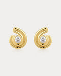 Wave Bezel Twist Studs in Gold - Earrings