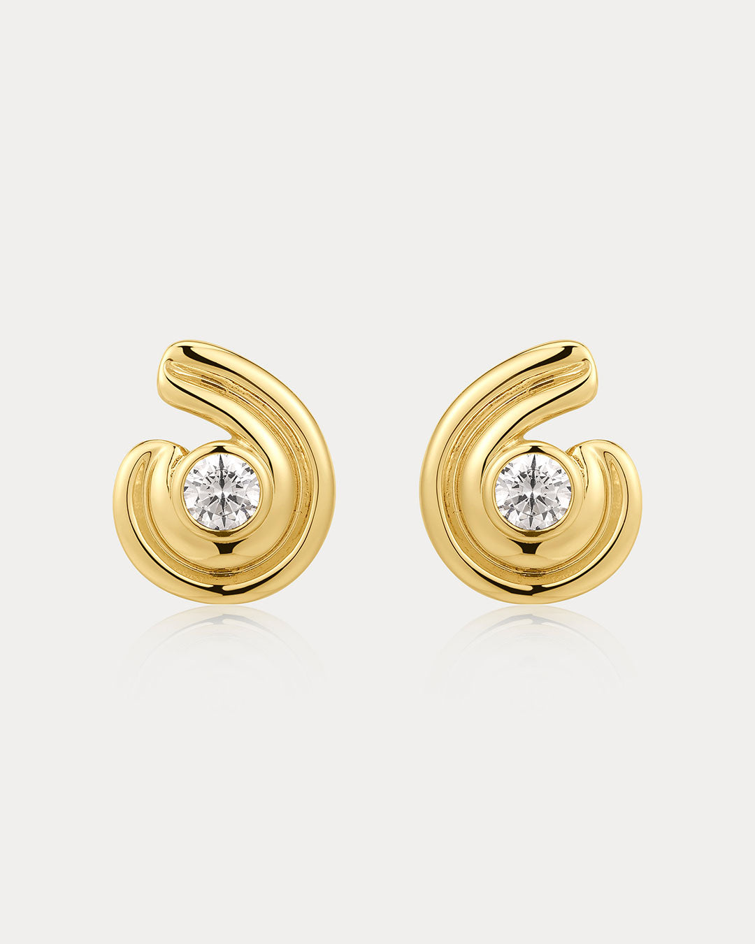 Wave Bezel Twist Studs in Gold - Earrings