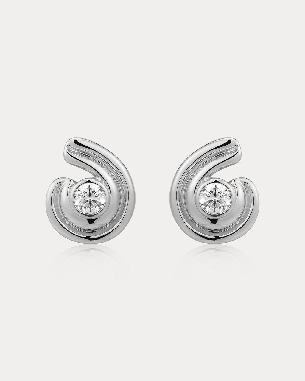 Wave Bezel Twist Studs in Silver - Earrings — alternate view