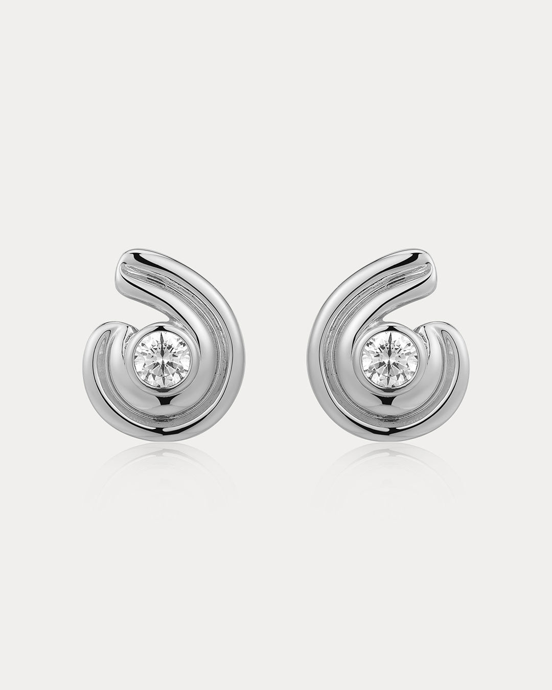 Wave Bezel Twist Studs in Silver - Earrings — alternate view