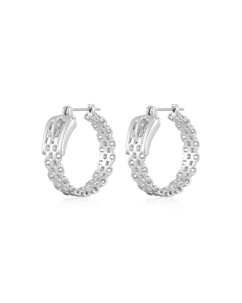 Woven Buckle Hoops - Silver