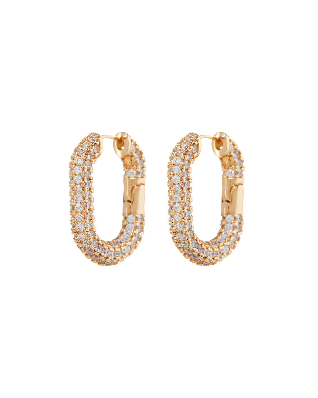 XL Pavé Chain Link Hoops - Gold