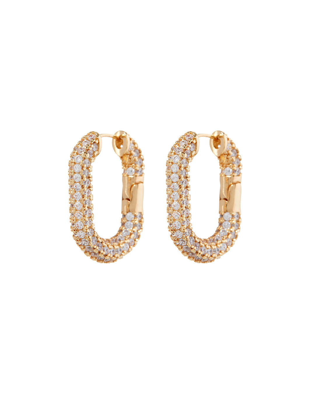XL Pavé Chain Link Hoops - Gold