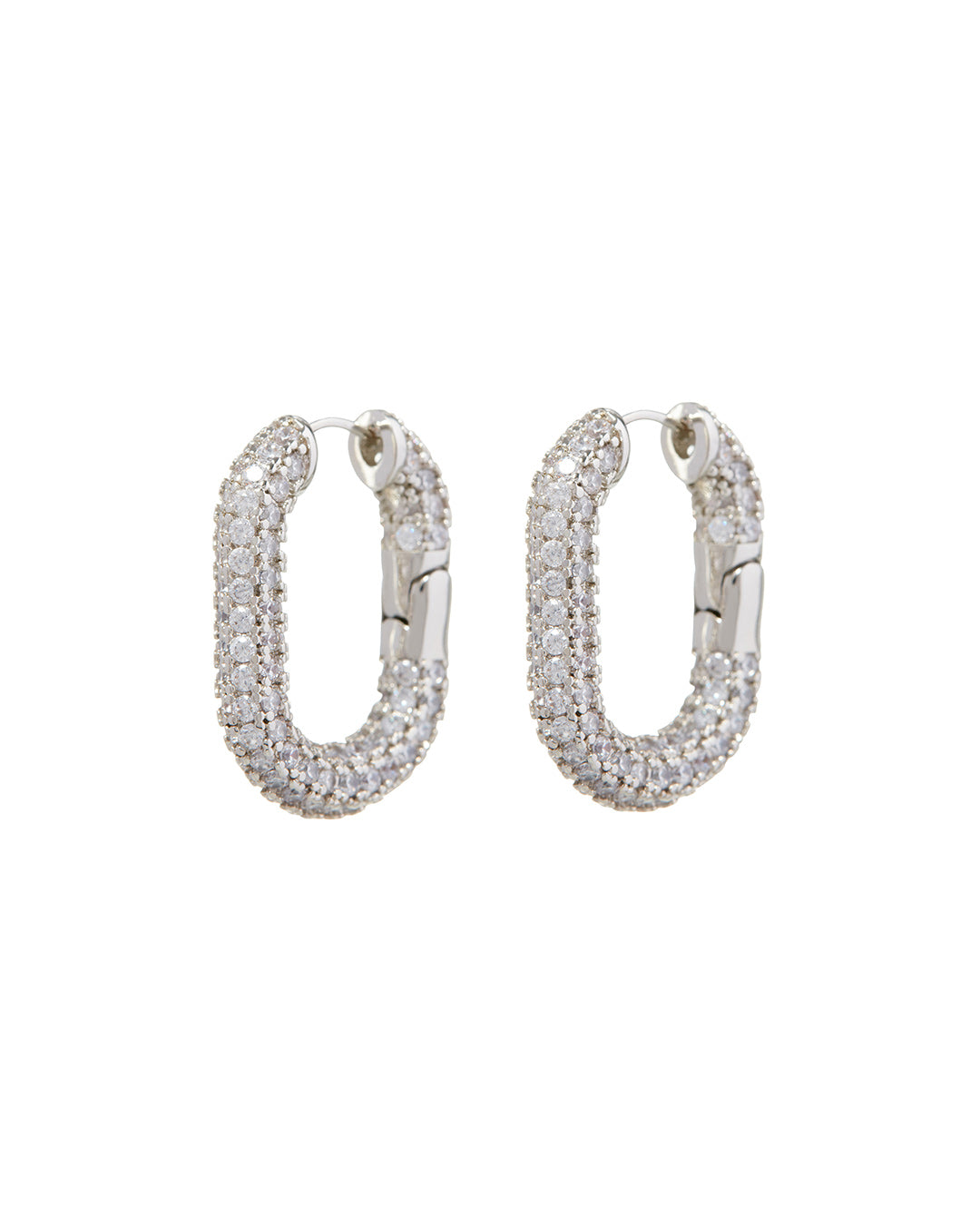 XL Pavé Chain Link Hoops - Silver