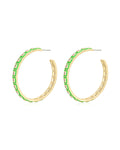 XL Pyramid Stud Hoops- Bright Green - Gold