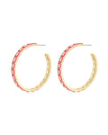 XL Pyramid Stud Hoops- Hot Pink - Gold