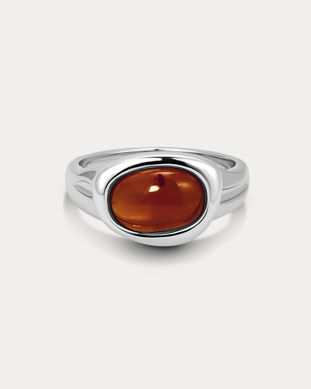 Amber Honey Resin Ring in Silver — alternate view