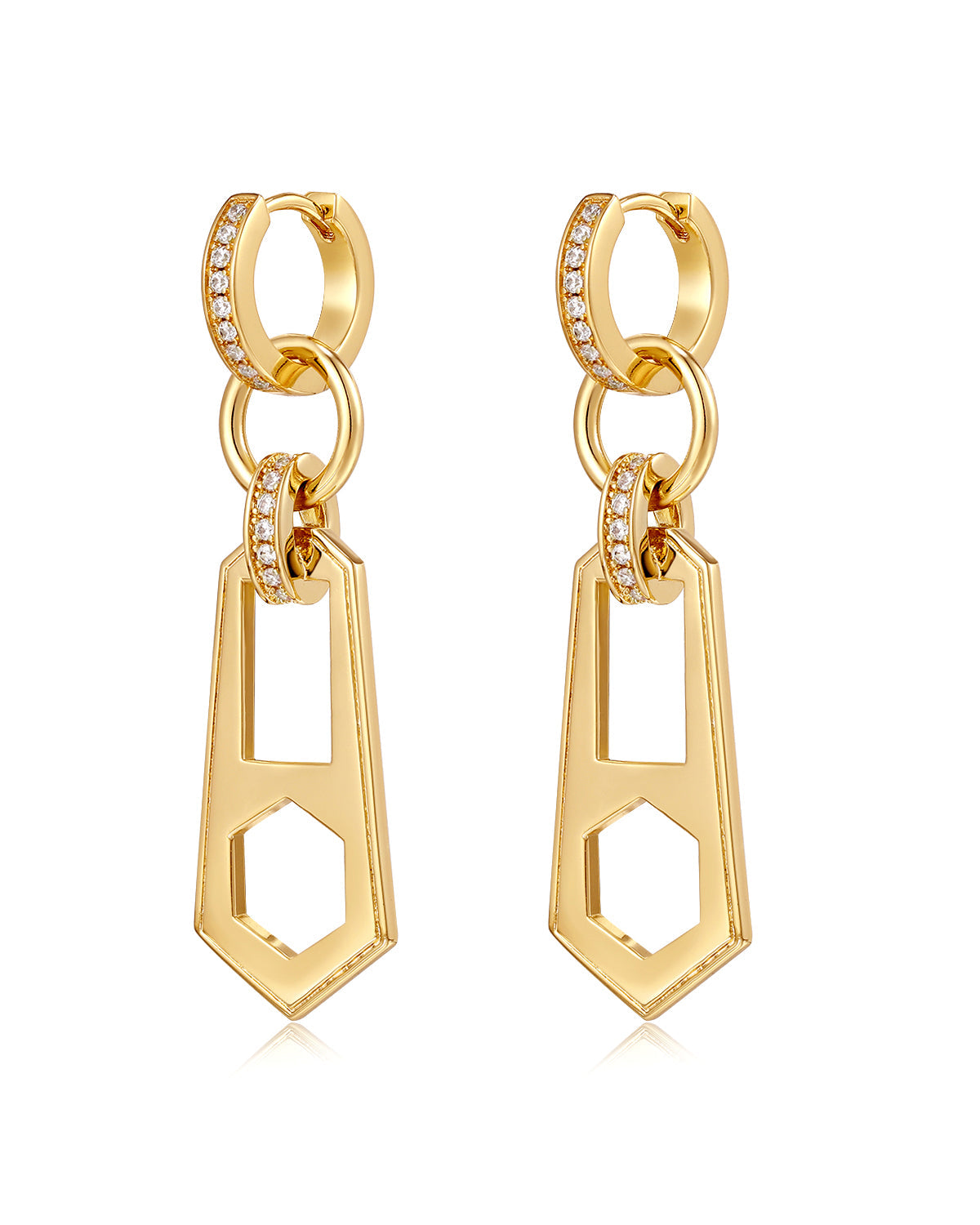 Zipper Hoops - Gold