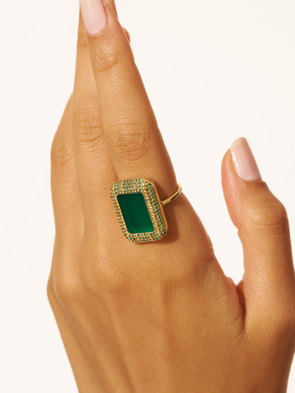 Karma Ring - Green Onyx - detail view