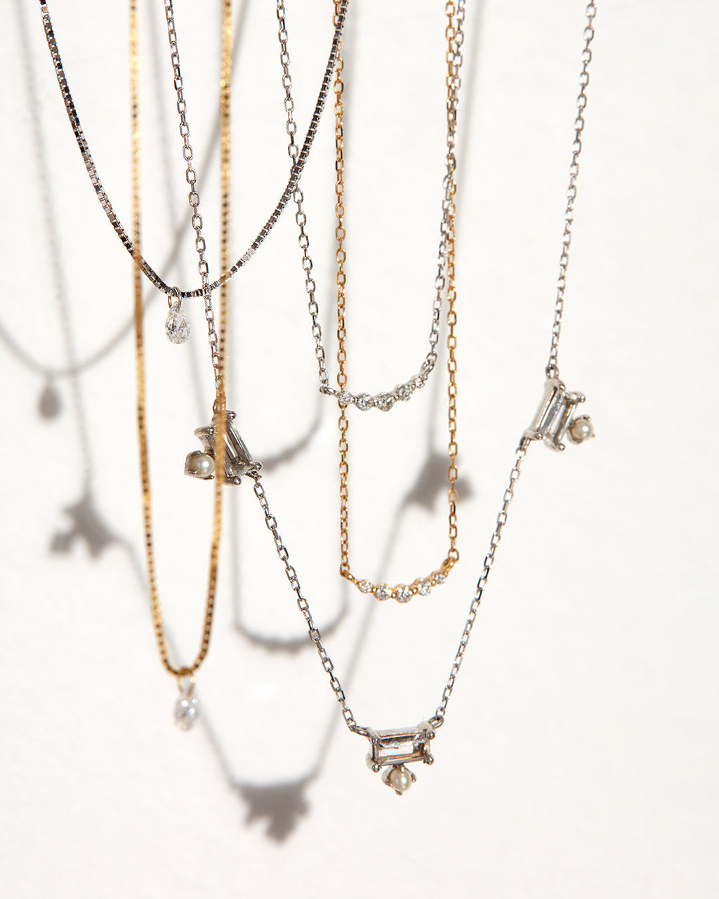 Bella Diamond Charm Necklace in White Gold — alternate view 2 2