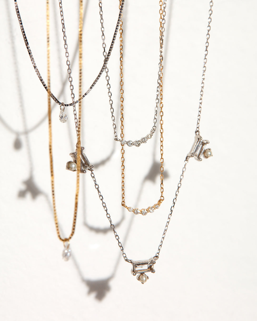 Bella Diamond Charm Necklace in White Gold — alternate view 2 2