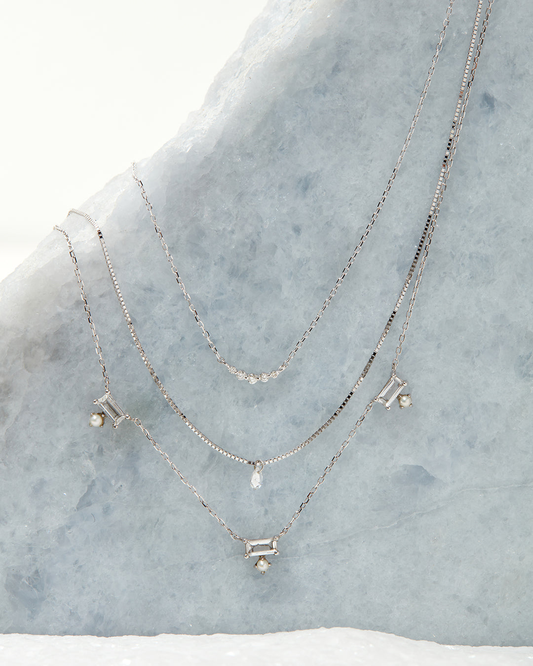 Bella Diamond Charm Necklace in White Gold — alternate view 3