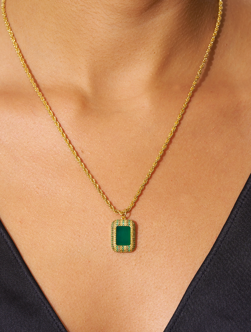 Karma Necklace - Green Onyx - alternate view