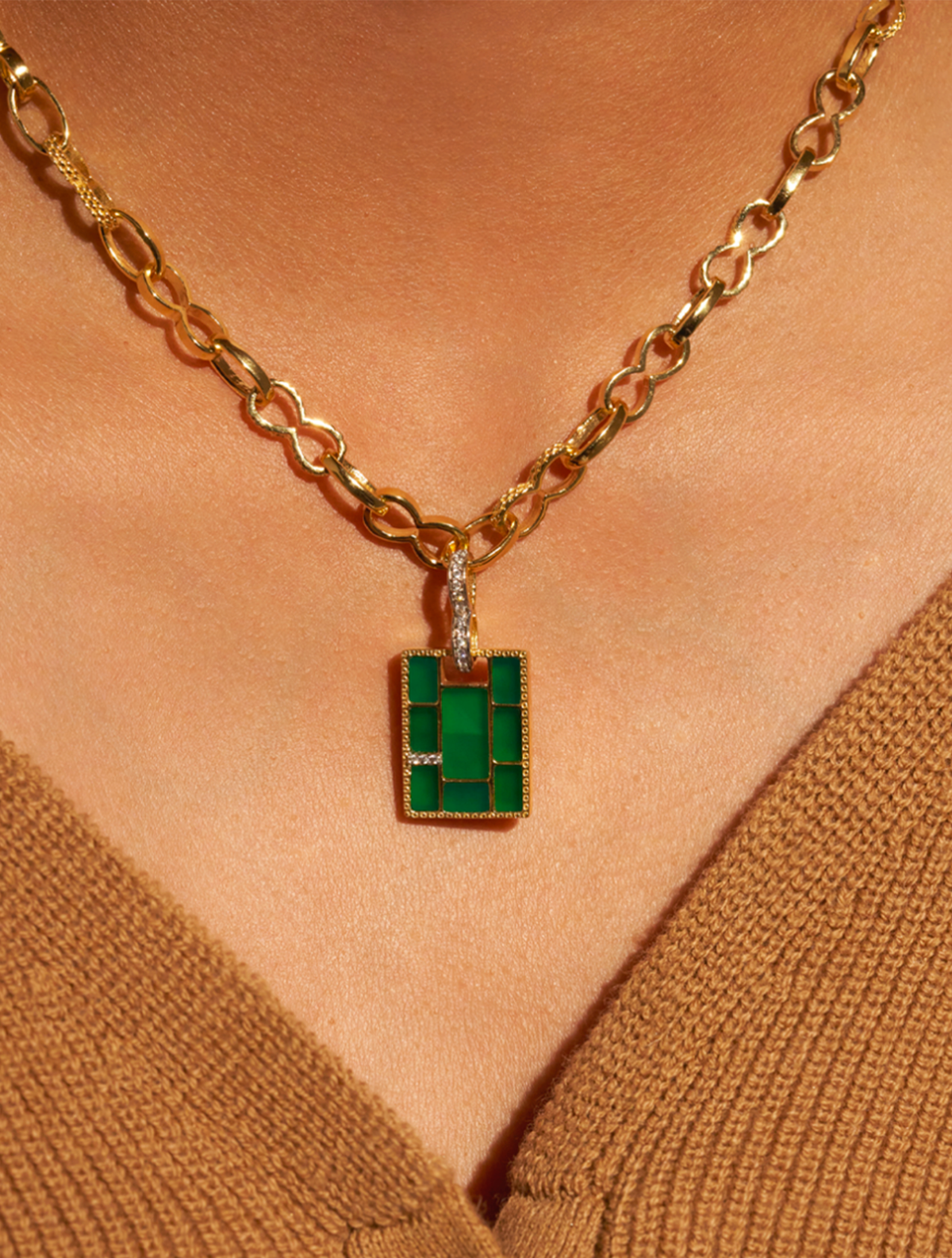 Mara Necklace - Green Onyx - alternate view
