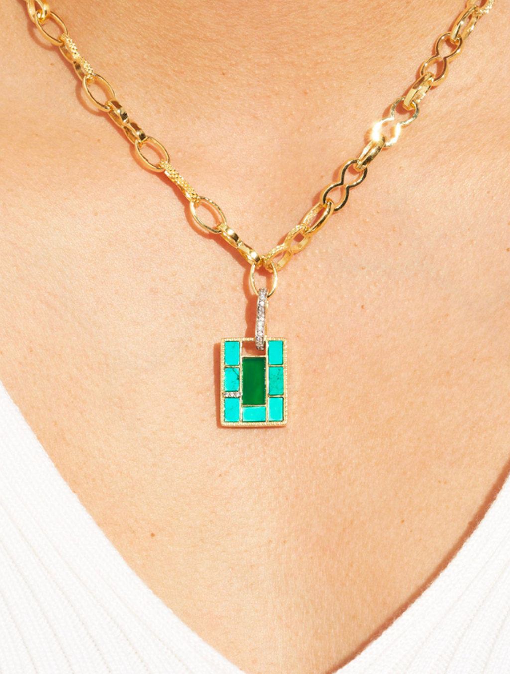 Mara Necklace - Onyx Green / Turquoise - alternate view