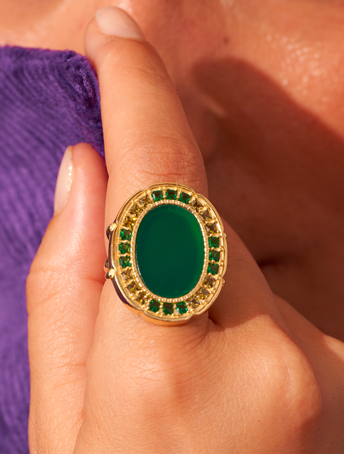 Hera Ring - Green Onyx - alternate view