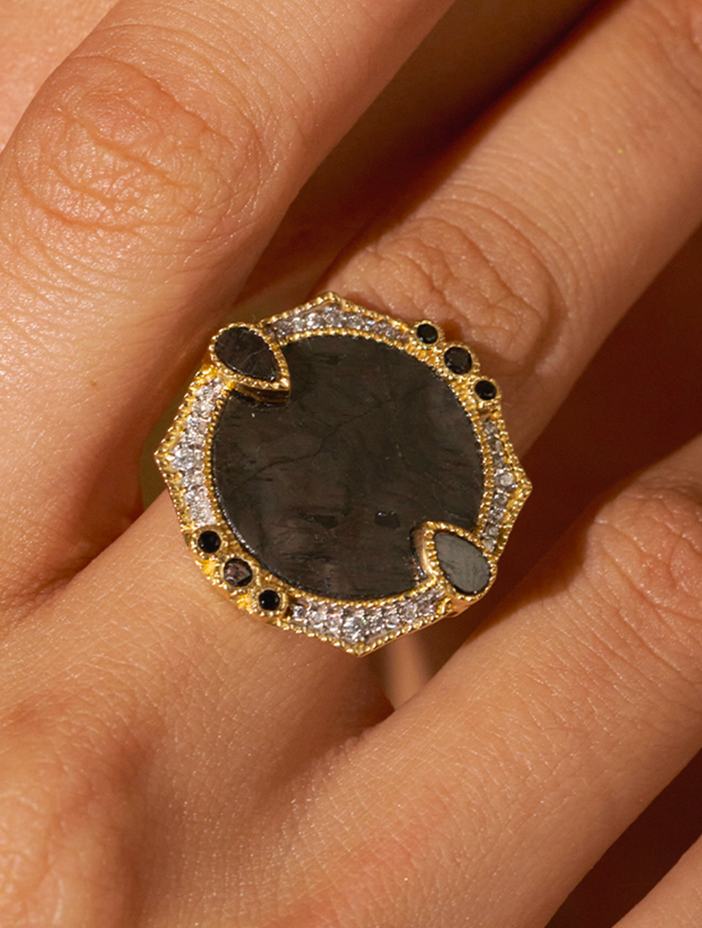 Janih Ring - Textured Onyx - alternate view