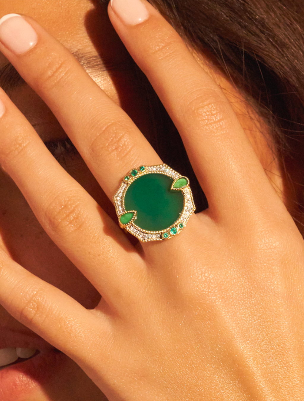 Janih Ring - Green Onyx - alternate view