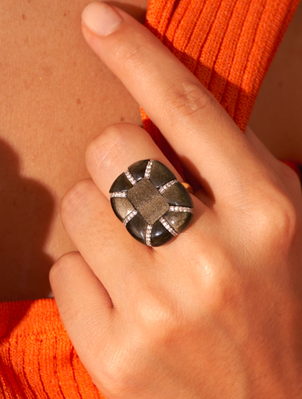 Reem Ring - Golden Obsidienne - alternate view