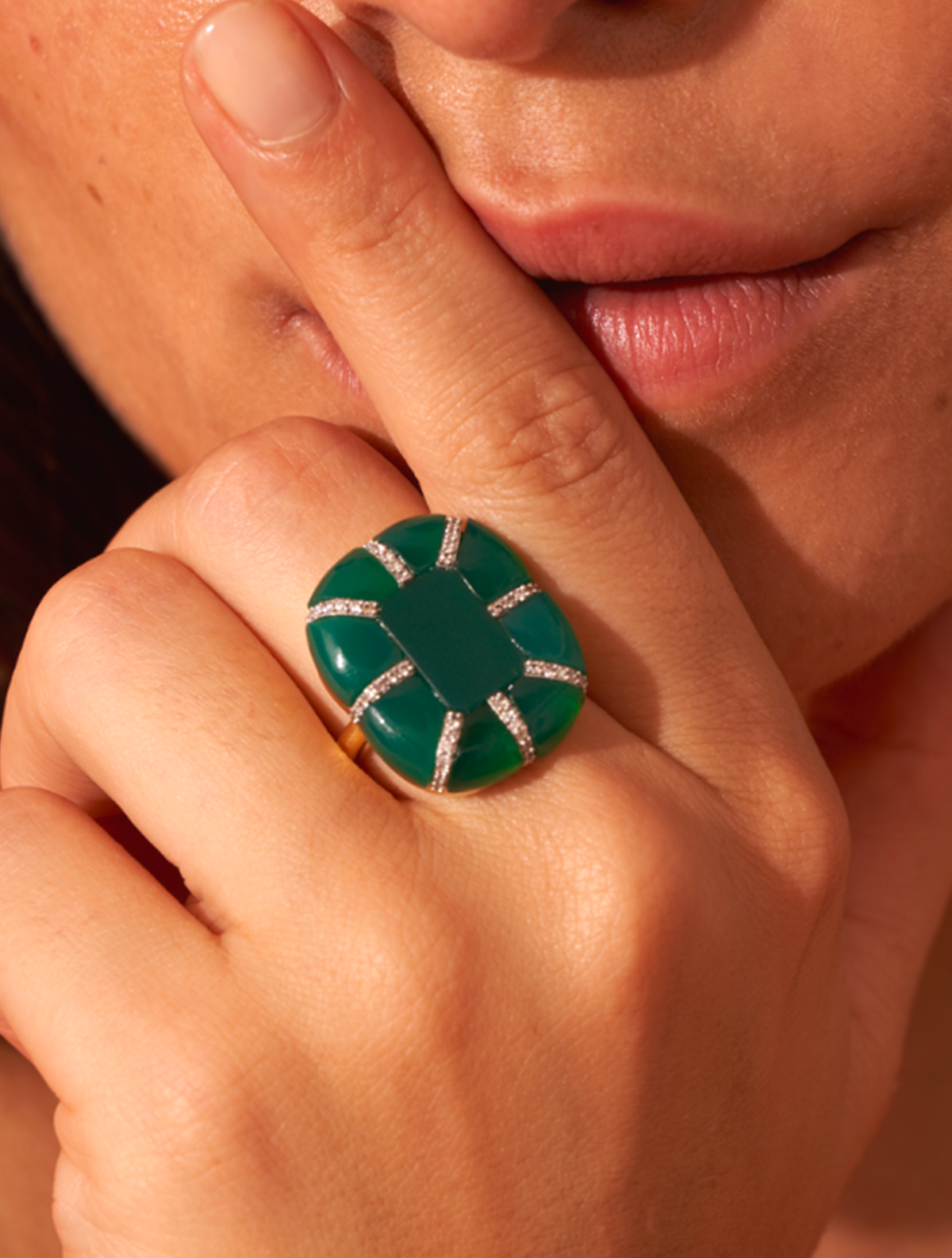 Reem Ring - Green Onyx - alternate view