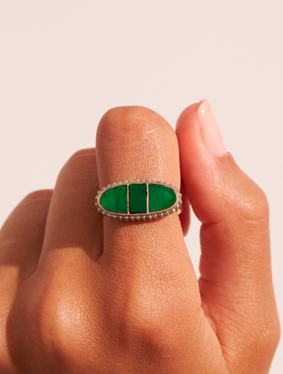 Izy Ring - 1 - Green Onyx - alternate view