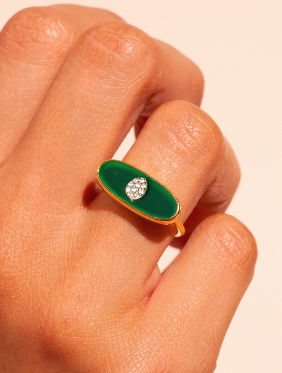 Izy Ring - 2 - Green Onyx - alternate view