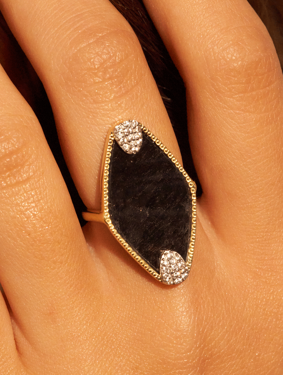 Mayan Ring - Textured Onyx - alternate view