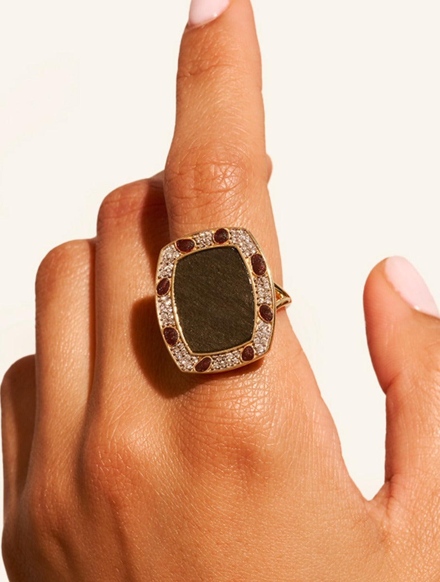 Ranee Ring - Golden Obsidienne - alternate view