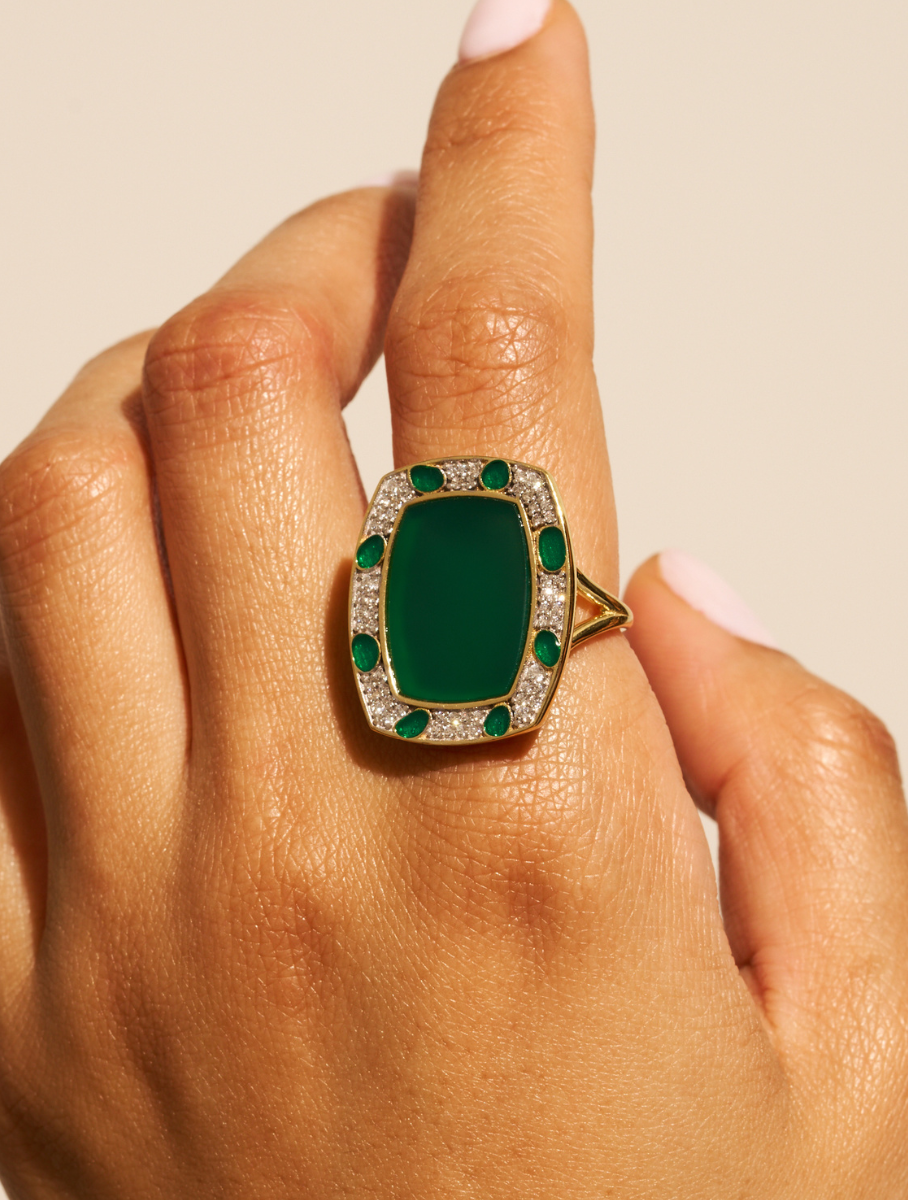 Ranee Ring - Green Onyx - alternate view