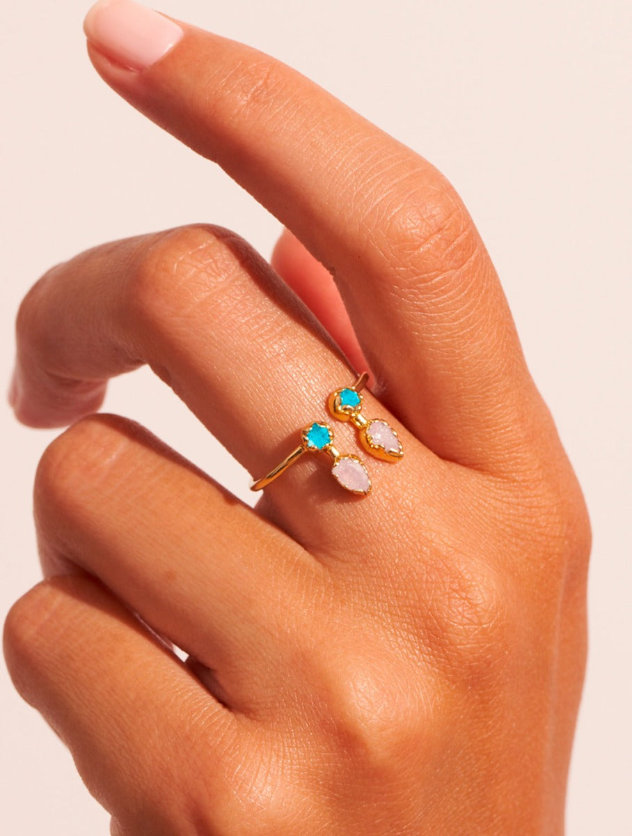 Safra Ring - Turquoise and Stone of Moon - alternate view