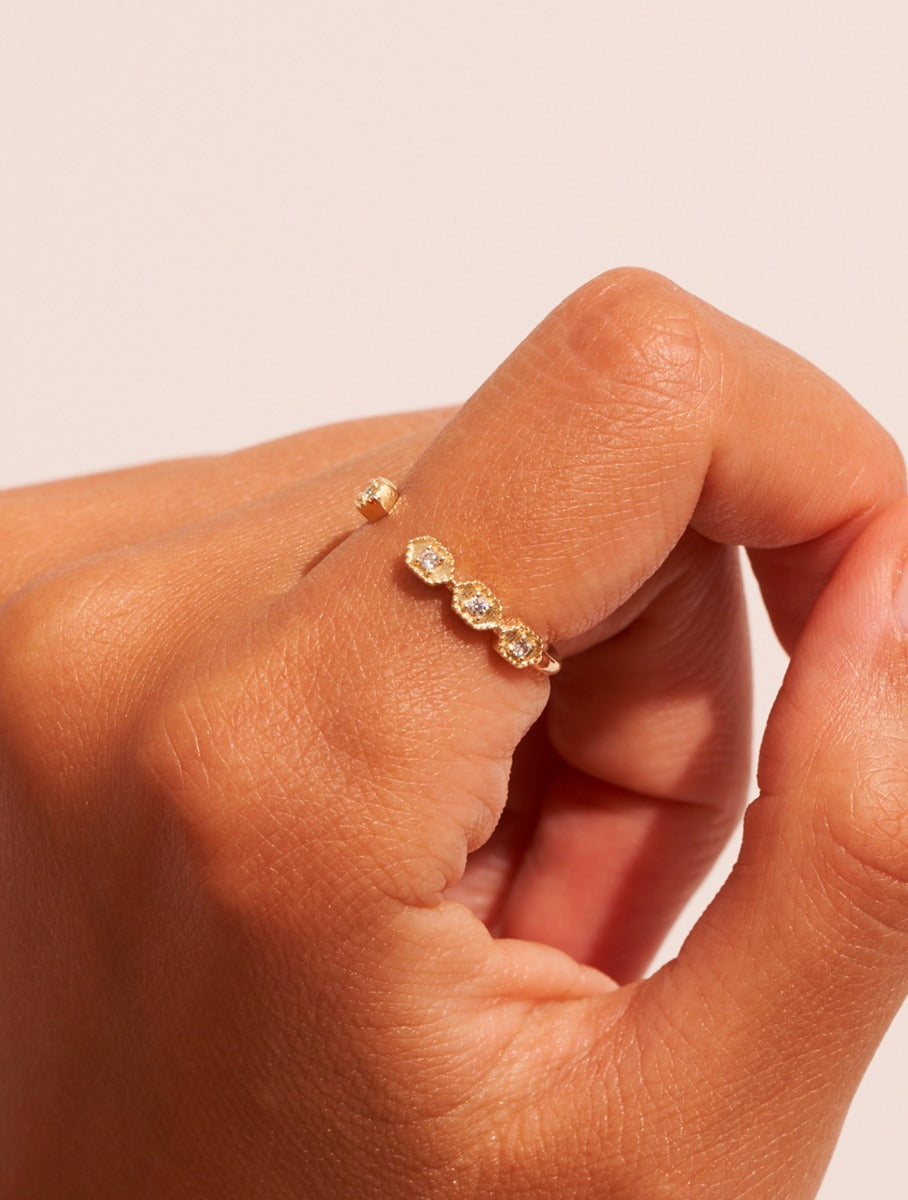 Tara Ring - White Zircons - alternate view
