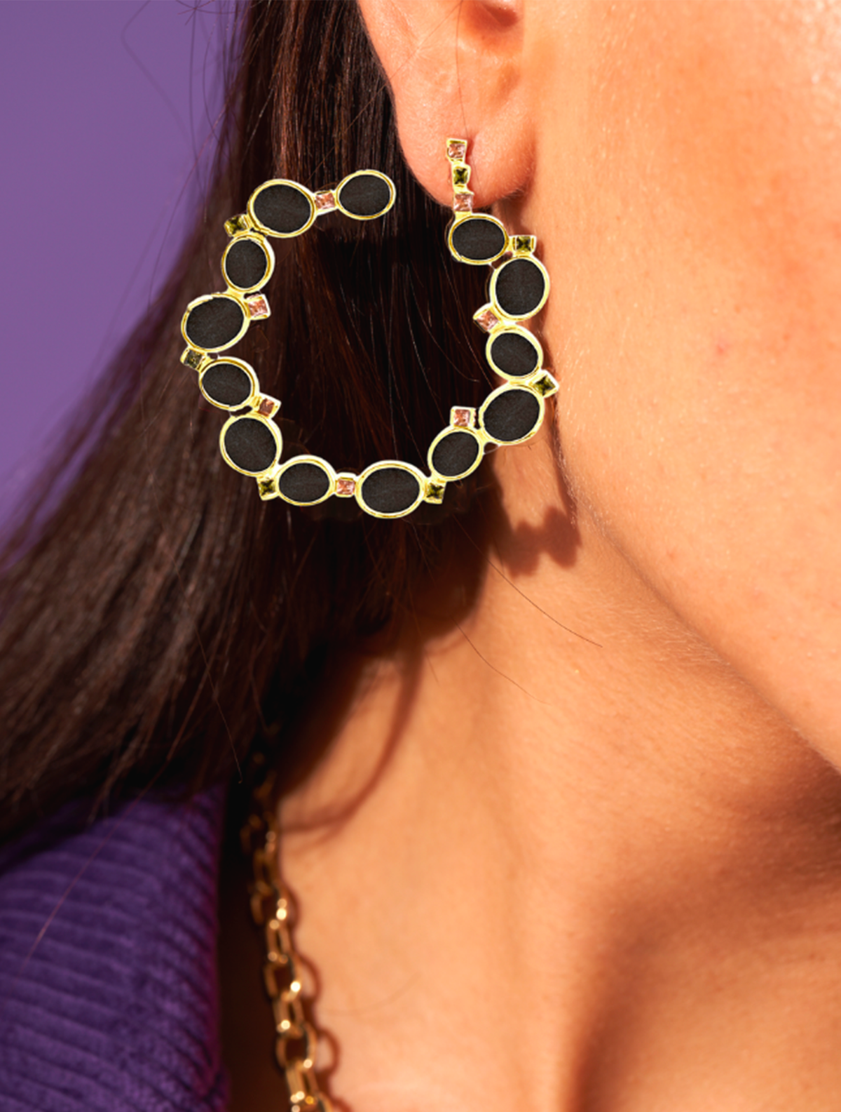 Héra Earrings - Golden Obsidienne - alternate view