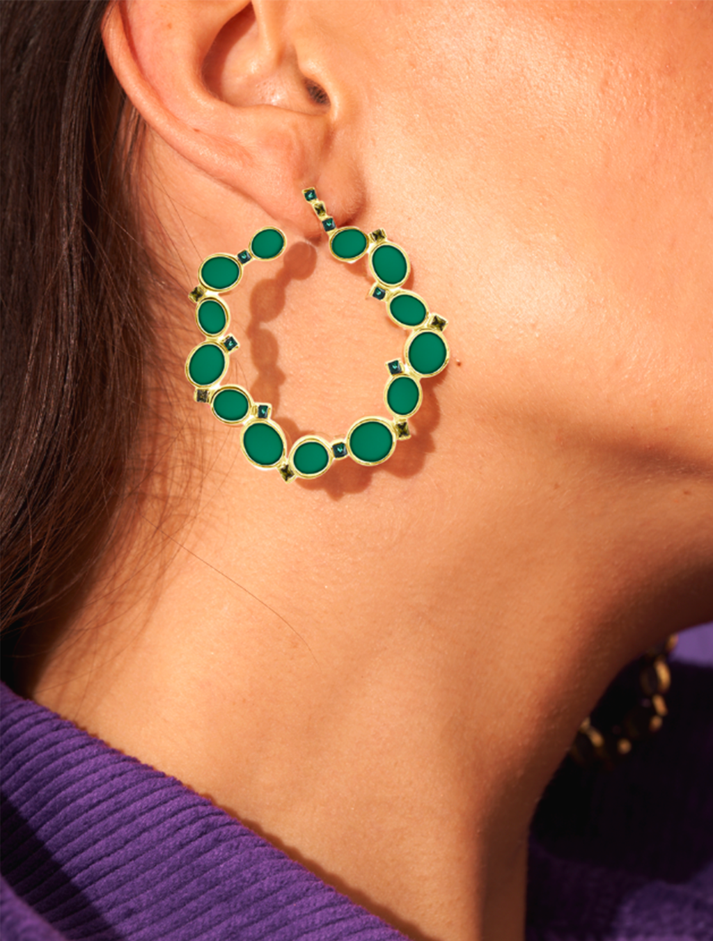 Héra Earrings - Green Onyx - alternate view