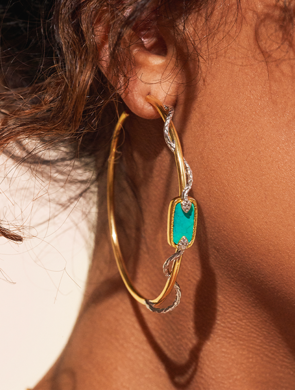 Sangha Hoop Earrings - Turquoise - alternate view